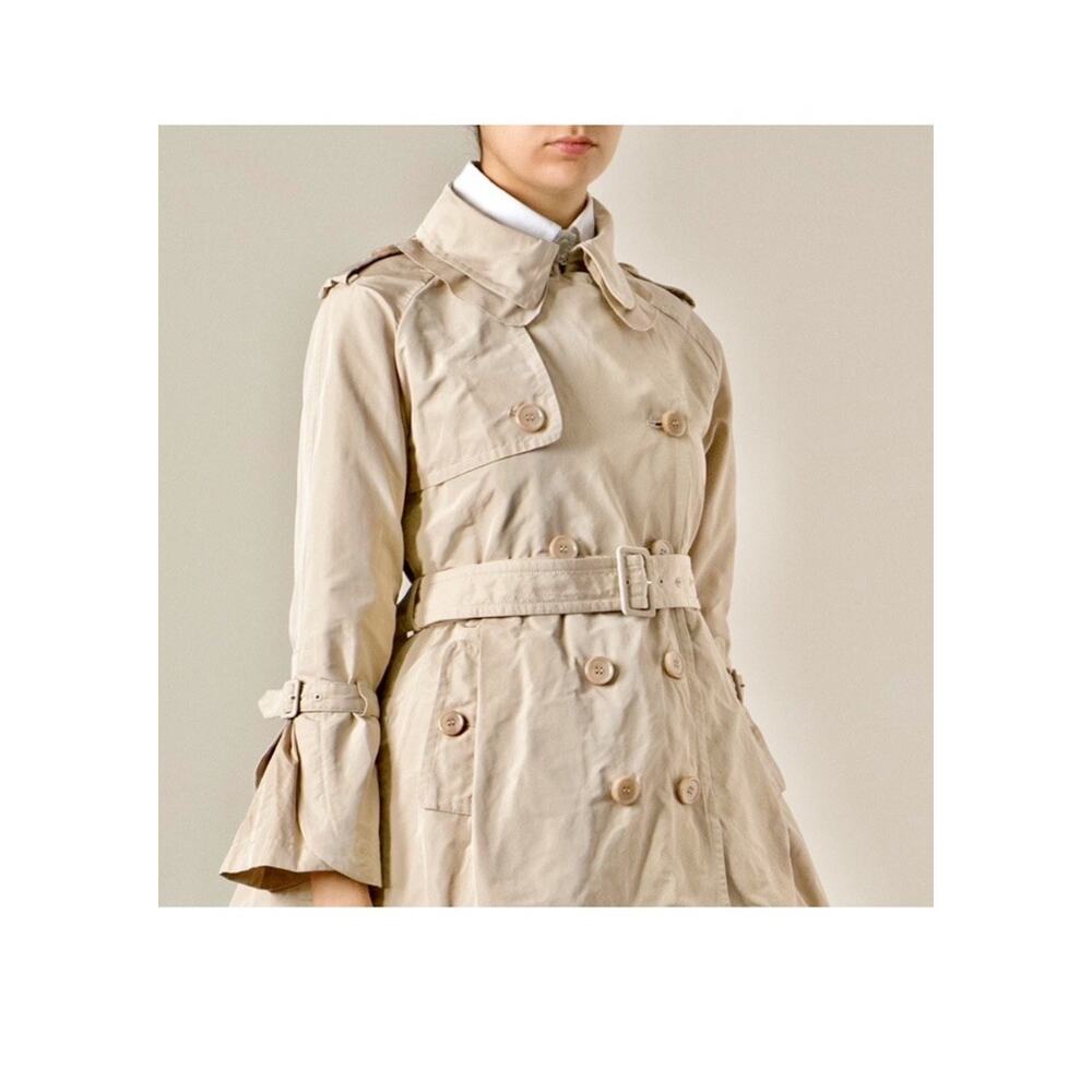 Moncler Beige Trench Coat size 0 Luxe Ruffle Missing Belt